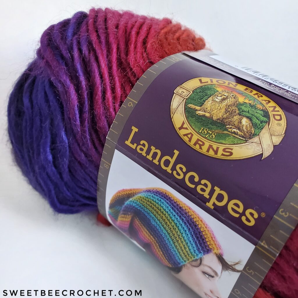 Sands of Time Bandana Scarf.. Lion Brand Landscapes Yarn Review